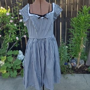 Vixen by Micheline Pitt Black and White Gingham Fit-and-Flare Dress